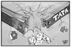 Cartoon: ThyssenKrupp (small) by Kostas Koufogiorgos tagged karikatur,koufogiorgos,illustration,cartoon,thyssen,krupp,tata,jobs,arbeitspläne,wirtschaft,fusion