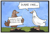 Cartoon: Vogelgrippe (small) by Kostas Koufogiorgos tagged karikatur,koufogiorgos,illustration,cartoon,vogelgrippe,angst,krankheit,europa,zugvögel,einwanderung,zugereiste,geflügel,dumme,gans