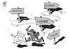 Cartoon: Wege der Demokratie (small) by Kostas Koufogiorgos tagged demokratie,ukraine,thailand,ägypten,türkei,karikatur,koufogiorgos