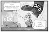Cartoon: Zwerg Dobrindt (small) by Kostas Koufogiorgos tagged karikatur,koufogiorgos,illustration,cartoon,jusos,dobrindt,spd,cdu,csu,zwerg,zwergenaufstand,politik,regierungsbildung,partei