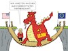 Cartoon: Partnerschaft (small) by JotKa tagged china,deutschland,politik,wirtschaft,handelsbeziehungen,handelsabkommen,zollstreit,usa,eu,erneuerbare,energien,elektromobilität,batterien,umwelt