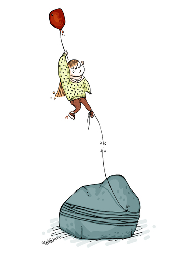 Cartoon: Let fly your dreams (medium) by CIGDEM DEMIR tagged balloon,dream,stone,tas,fly,stop,bird