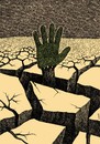 Cartoon: cracked area (small) by Medi Belortaja tagged cracked area environment ecology global warming hand tree forest help