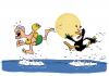 Cartoon: Verliebt (small) by luftzone tagged verliebt,ente,schwimmreifen,love,duck,wasser,sonne,meer,mann,badekappe,liebe