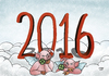 Cartoon: Neujahr 2016 (small) by Ago tagged neujahr,2016,gluecksschweine,silvester,jahreswechsel,kleeblatt,käfer,himmel,putten,raffael,cartoon,comic
