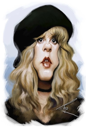 Cartoon: Stevie Nicks (medium) by besikdug tagged besikdug,caricature,fleetwood,mac,music,nicks,singer,stevie