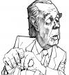 Cartoon: Borges (small) by freekhand tagged jorge,luis,borges,writer,tales,aleph,sandbook