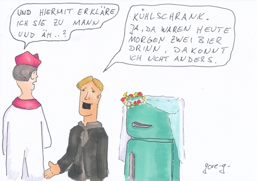 Cartoon: Hochzeit (medium) by gore-g tagged hochzeit,mann,kühlschrank,bier