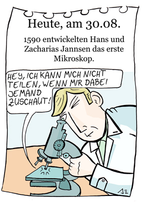 Cartoon: 30. August (medium) by chronicartoons tagged mikroskop,cartoon