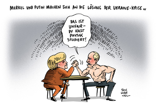 Cartoon: Ukraine Krise Merkel Putin (medium) by Schwarwel tagged ukraine,krise,merkel,putin,kreml,macht,machtverhältnisse,weltmacht,krieg,frieden,gespräch,politik,deutschland,russland,karikatur,schwarwel,ukraine,krise,merkel,putin,kreml,macht,machtverhältnisse,weltmacht,krieg,frieden,gespräch,politik,deutschland,russland,karikatur,schwarwel