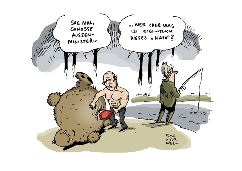 Cartoon: Ukraine Krise Moskau Nato (medium) by Schwarwel tagged ukraine,krim,putin,krise,streit,moskau,nato,vorschläge,karikatur,schwarwel,ukraine,krim,putin,krise,streit,moskau,nato,vorschläge,karikatur,schwarwel