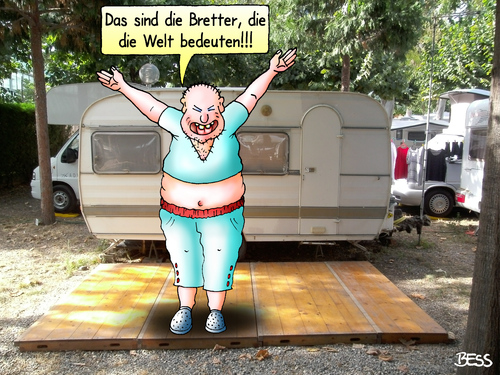 Cartoon: Bretter die die Welt bedeuten (medium) by besscartoon tagged die,besscartoon,bess,bretter,bühne,wohnwagen,freizeit,sommer,ferien,urlaub,theater,camping