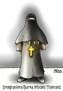 Cartoon: Integrations-Burka (small) by besscartoon tagged kreuz,toleranz,christentum,katholisch,evangelisch,deutschland,frau,burka,islam,integration,flüchtlinge,religion,bess,besscartoon