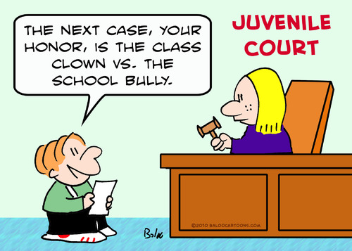 Cartoon: class clown school bully (medium) by rmay tagged class,clown,school,bully,juvenile,court
