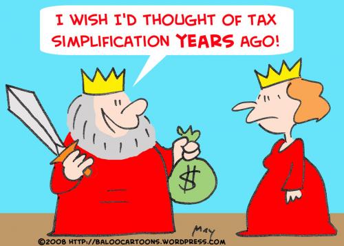 Cartoon: KING QUEEN TAX SIMPLIFICATION (medium) by rmay tagged king,queen,tax,simplification