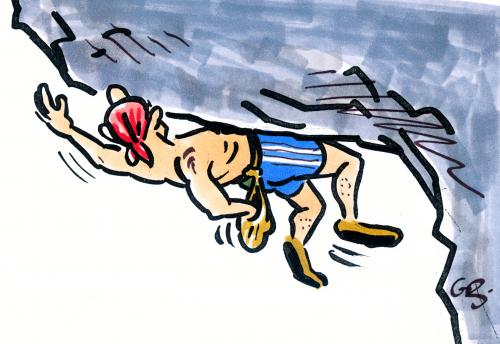 Cartoon: sponsored by Pfizer Pharma (medium) by GB tagged potenz,doping,freeclimbing,berg,klettern,hill,cliffhanger,medicine,medizin,sport