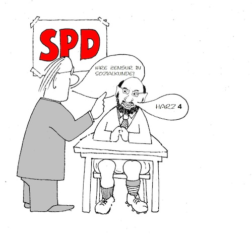 Cartoon: möchtegernkanzler Schulz (medium) by Retlaw tagged zulassungskommission,wahlversprechen