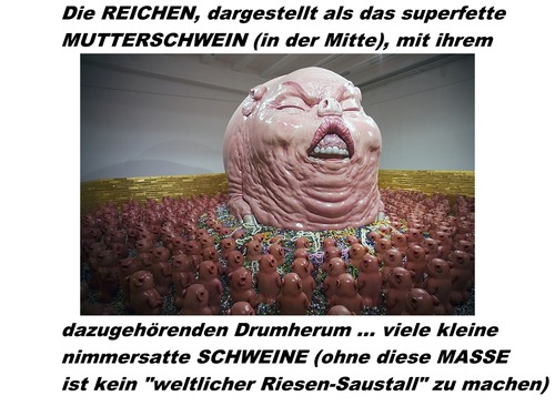 Cartoon: Riesenschweinerei (medium) by eCollage tagged egoismus,gier,kapitalismus,faschismus