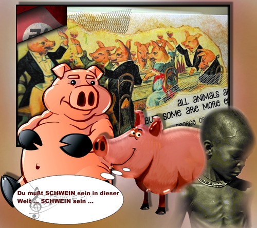 Cartoon: Schwein sein (medium) by eCollage tagged egoismus,gier,kapitalismus,faschismus