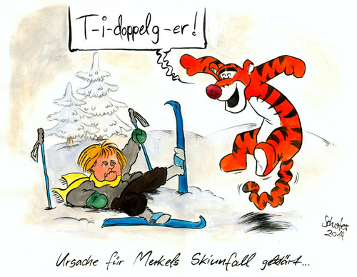 Cartoon: Angela Merkel Skiunfall 1 (medium) by Mario Schuster tagged karikatur,cartoon,mario,schuster,angela,merkel,winter,ski