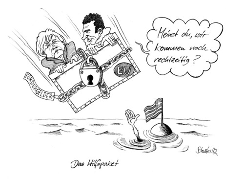 Cartoon: Das Hilfspaket (medium) by Mario Schuster tagged mario,cartoon,karikatur,sarkozy,merkel,griechenland,schuster
