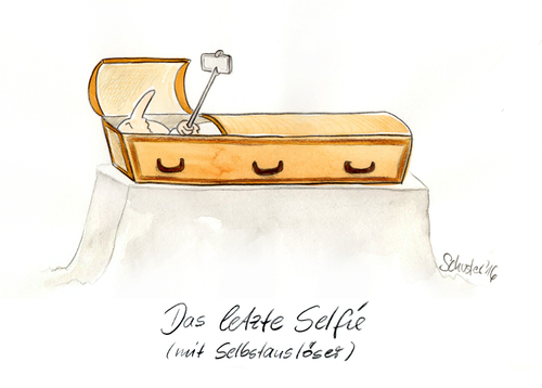 Cartoon: Das letzte Selfie (medium) by Mario Schuster tagged karikatur,cartoon,selfie,mario,schuster