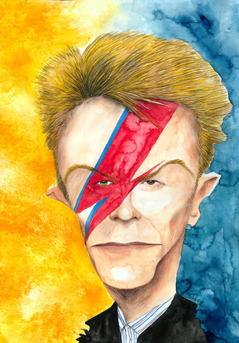 Cartoon: David Bowie (medium) by Mario Schuster tagged david,bowie,karikatur,cartoon,mario,schuster