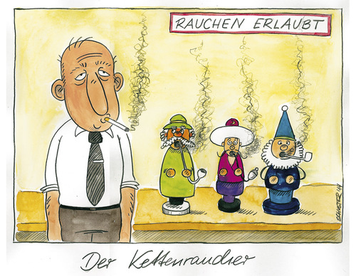 Cartoon: Der Kettenraucher (medium) by Mario Schuster tagged karikatur,cartoon,mario,schuster,kettenraucher,weihnachten,räuchermann