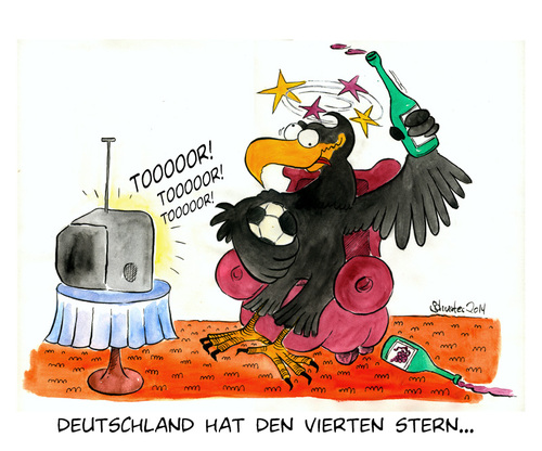 Cartoon: Deutschland hat den 4. Stern (medium) by Mario Schuster tagged karikatur,cartoon,mario,schuster,fußball,deutschland,germany,dfb,götze
