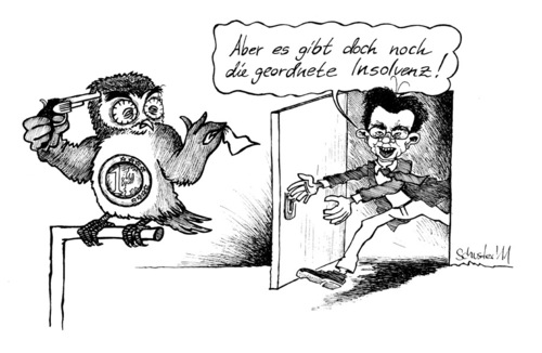 Cartoon: Die letzte Chance... (medium) by Mario Schuster tagged greiz,gera,rösler,eule,athen,griechenland,euro,schuster,mario,cartoon,karikatur