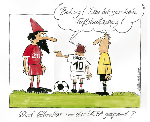 Cartoon: EM-Quali Gibraltar-Spiel (medium) by Mario Schuster tagged karikatur,cartoon,fussball,em,mario,schuster,götze,löw,deutschland,gibraltar