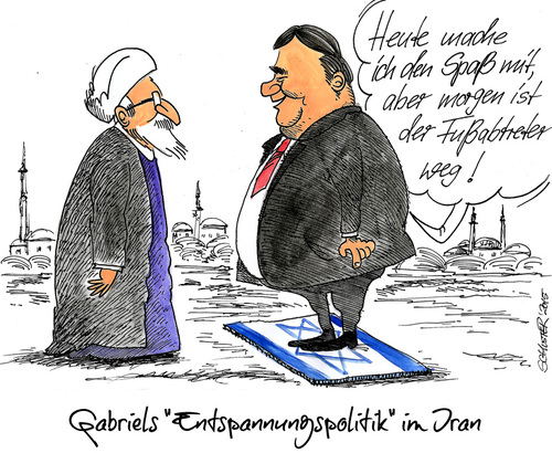 Cartoon: Gabriel besucht den Iran (medium) by Mario Schuster tagged sigmar,gabriel,mario,schuster,iran,wirtschaft,israel