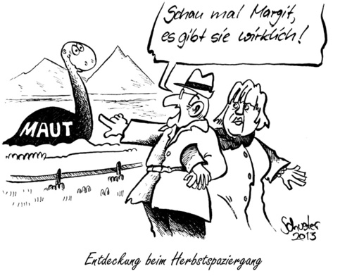 Cartoon: PKW-Maut (medium) by Mario Schuster tagged karikatur,cartoon,mario,schuster,pkw,maut,politik,seehofer