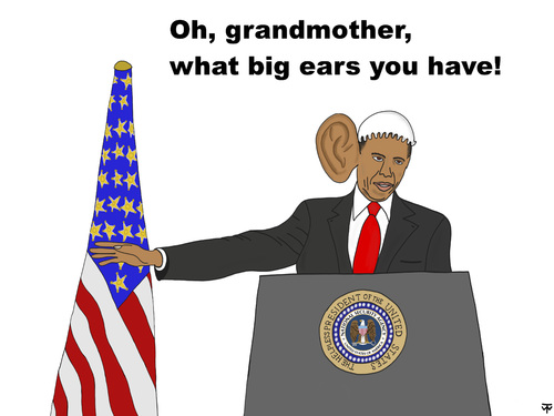 Cartoon: Grandmother Obama (medium) by thalasso tagged prism,präsident,president,obama,internet,survaillance,überwachung,us,tempora,spionage,bespitzelung,telekommunikation,spähprogramme,datenschutz,security,sicherheit
