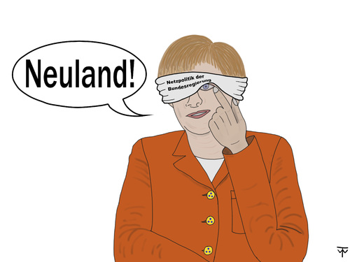 Cartoon: Neuland! (medium) by thalasso tagged bundesregierung,netzpolitik,neuland,merkel,angela,internet