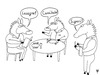Cartoon: Chili con Caballo (small) by thalasso tagged pferdefleisch,lebensmittel,skandal,verbraucherschutz,verbraucher,fertiggericht,lasagne,betrug,kannibale,restaurant,ober,kellner