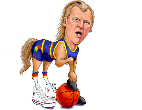 Cartoon: Dan Issel Horse (medium) by karlwimer tagged nba,basketball,denver,nuggets,dan,issel,old,school,horse,sports