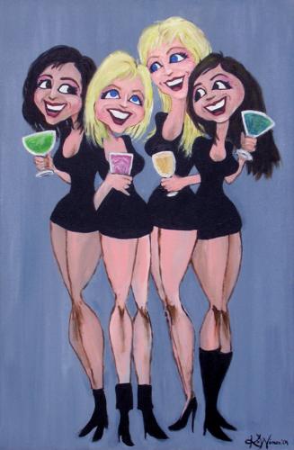 Cartoon: Hill and Girls (medium) by karlwimer tagged girls,bars,drinks,fun,painting