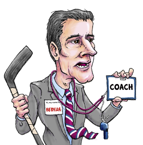 Cartoon: Jared Bednar New Avalanche Coach (medium) by karlwimer tagged jared,bednar,colorado,avalanche,coach,hockey,sports