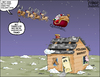 Cartoon: Christmas Housing Flyover (small) by karlwimer tagged santa,business,flyover,christmas,housing,roof,usa