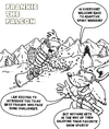 Cartoon: Fox and Falcon (small) by karlwimer tagged falcon,fox,ski,snowboard,snow,disabled