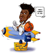 Cartoon: Mudiay Denver Nugget Youth (small) by karlwimer tagged nba,basketball,mudiay,emanuel,denver,nuggets,ball,rocket,kid