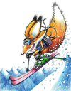 Cartoon: Sammy Free Ski (small) by karlwimer tagged ski,sammy,freeski,mascot,fox,schilaufen,schi,mountain,snow