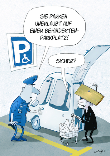 Cartoon: Behindertenparkplatz (medium) by droigks tagged behindertenparkplatz,barrierefrei,schwerbehindertenausweis,parkausweis,rollstuhlfahrer,zusatzzeichen,zusatzschild,stvo,mobilität,gehbehinderung,parkberechtigung,parkverbot,falschparken,abschleppen,kennzeichnung,bodenmarkierung,din18040,rollstuhlsymbol,sonderparkplatz,blauparkausweis,droigks,parkerleichterungen,behindertenparkplatz,barrierefrei,schwerbehindertenausweis,parkausweis,rollstuhlfahrer,zusatzzeichen,zusatzschild,stvo,mobilität,gehbehinderung,parkberechtigung,parkverbot,falschparken,abschleppen,kennzeichnung,bodenmarkierung,din18040,rollstuhlsymbol,sonderparkplatz,blauparkausweis,droigks,parkerleichterungen