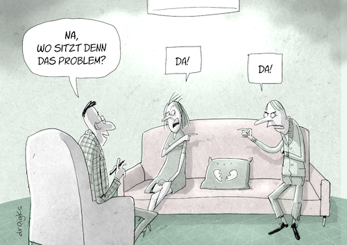 Cartoon: Eheberatung (medium) by droigks tagged kommunikation,problem,therapie,konfliktlösung,vertrauen,beziehungskonflikte,mediation,paartherapie,unterstützung,emotionale,intimität,beratungsgespräche,droigks,trennungsangst,kommunikation,problem,therapie,konfliktlösung,vertrauen,beziehungskonflikte,mediation,paartherapie,unterstützung,emotionale,intimität,beratungsgespräche,droigks,trennungsangst