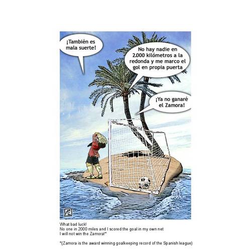 Cartoon: Bad luck! (medium) by nestormacia tagged sports,humor,football,soccer,futbol,goalkeeper,palmier,island