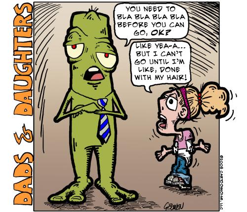 Cartoon: Dads and Daughters... (medium) by GBowen tagged dads,daughters,hair,fun,gbowen,monster
