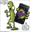 Cartoon: Planet Annihilation? (small) by GBowen tagged alien,monster,planet,iphone,apple,gbowen,phone,cell