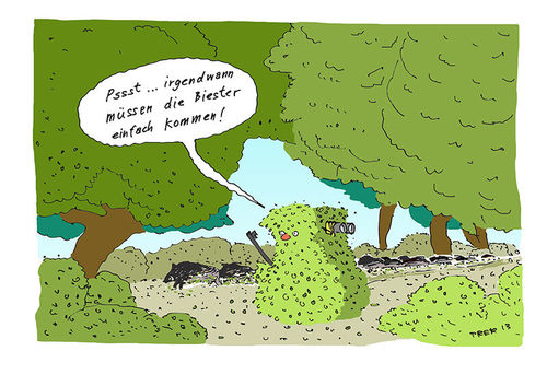 Cartoon: Jäger 1 (medium) by darkplanet tagged jäger,tarnung,wildschweine