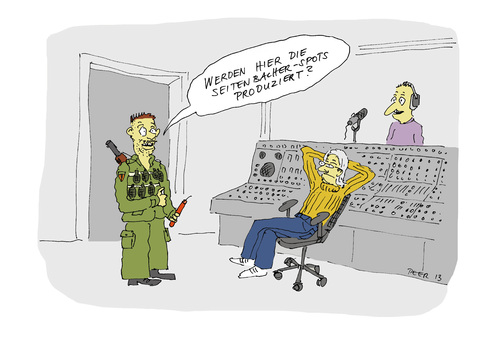 Cartoon: im Tonstudio (medium) by darkplanet tagged radio,irrer,crazy,amok,werbung,seitenbacher